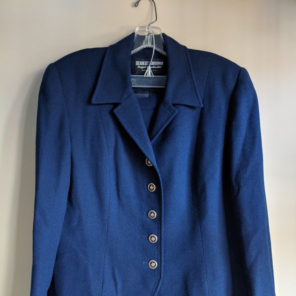 Herbert Grossman Royal Blue Wool Skirt Suit
